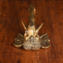 Brass Ganesha With Bell Wall Hanging (12 Inch)