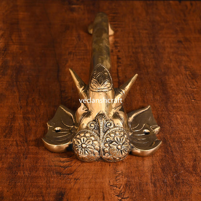 Brass Ganesha With Bell Wall Hanging (12 Inch)