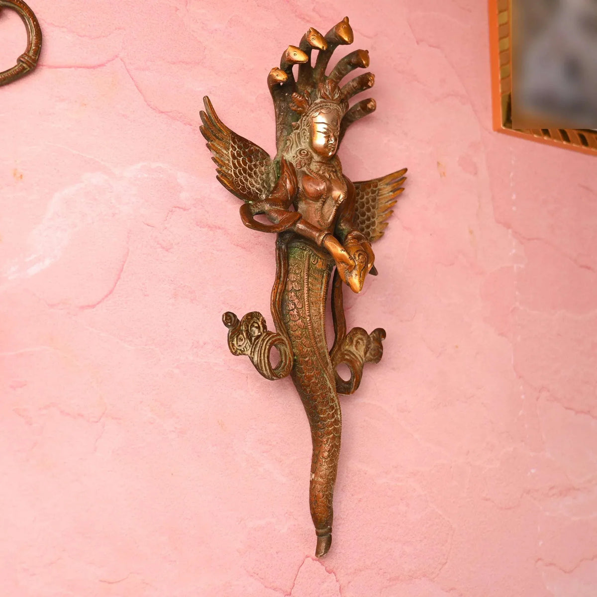 Brass Naag Kanya Wall Hanging Idol (13.5 Inch)
