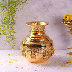 Brass Ashtalakshmi Kodam / Kalash (10 Inch)