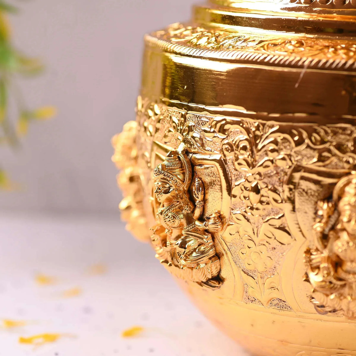 Brass Ashtalakshmi Kodam / Kalash (10 Inch)