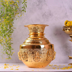 Brass Ashtalakshmi Kodam / Kalash (10 Inch)