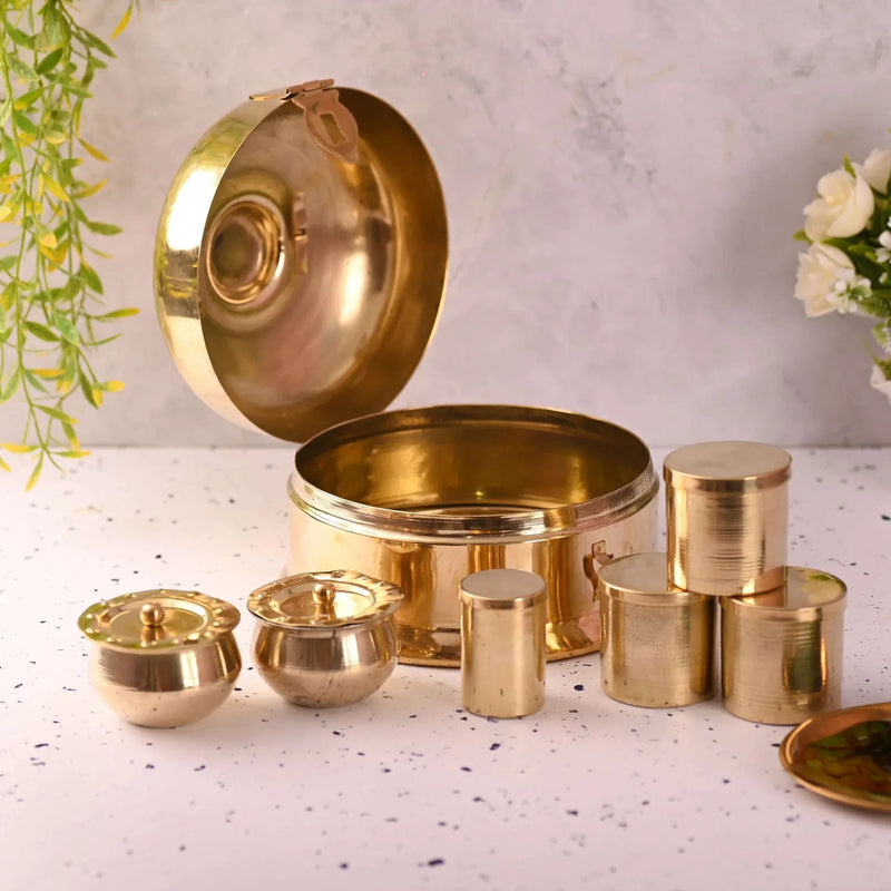 Brass Paan Daan / Traditional Betel Nut Box Set (6 Inch)