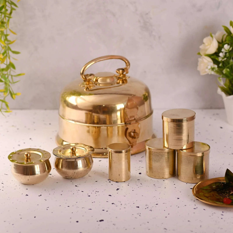 Brass Paan Daan / Traditional Betel Nut Box Set (6 Inch)