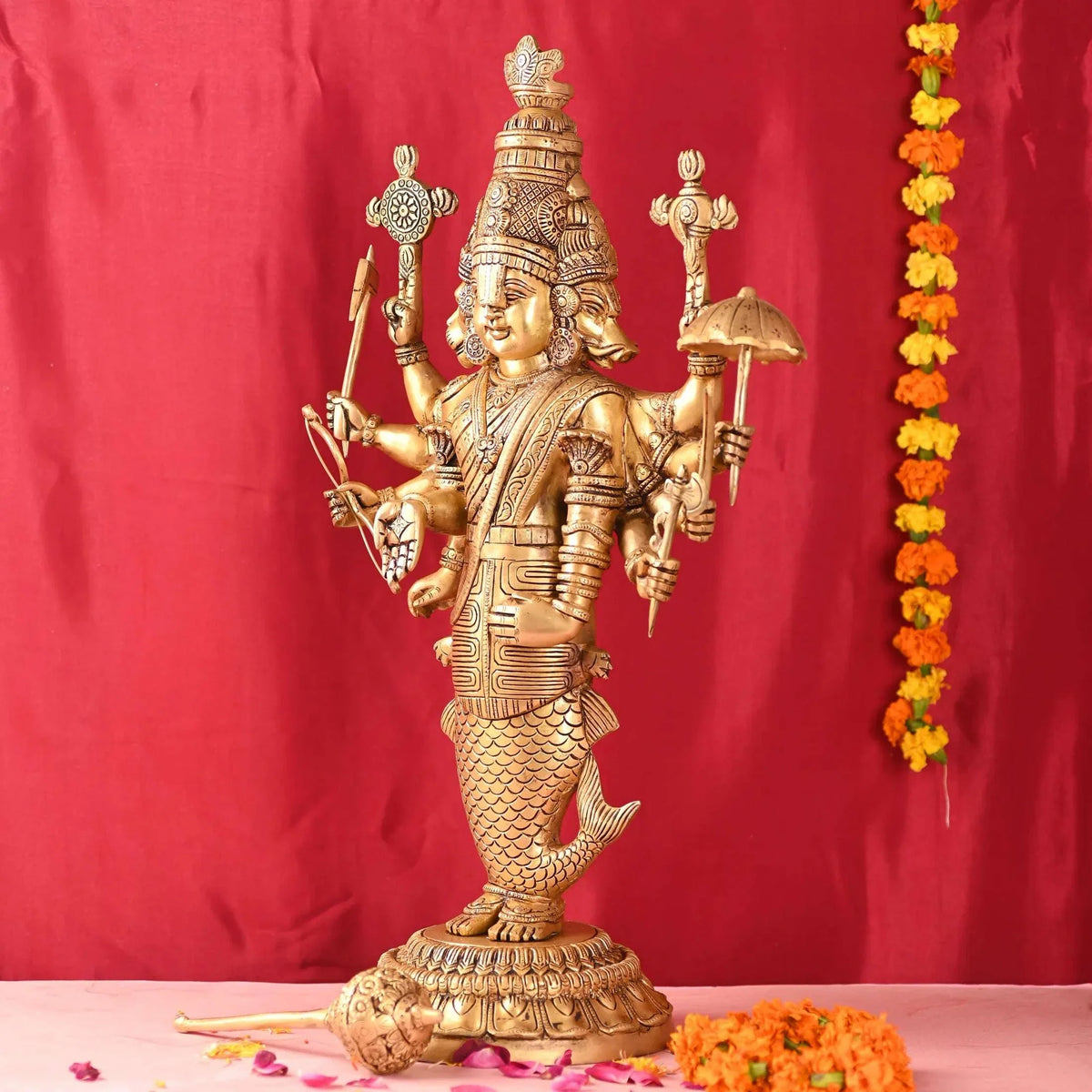 Brass Standing Vishnu Dashavatara Idol (25 Inch)