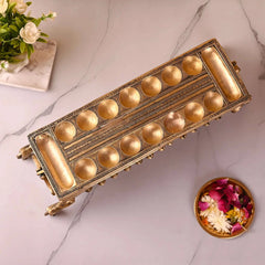Brass Pallanguzhi Game Board with Wheels (18 Inch)
