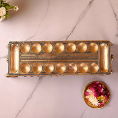 Brass Pallanguzhi Game Board with Wheels (18 Inch)