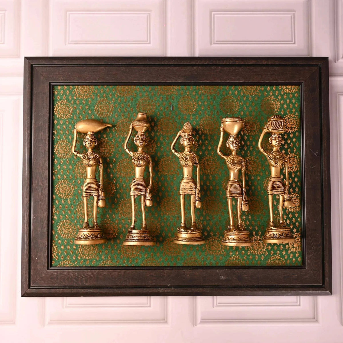 Brass Tribal Lady Statue Decor Set Of Five (7.5 Inch)