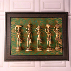 Brass Tribal Lady Statue Decor Set Of Five (7.5 Inch)