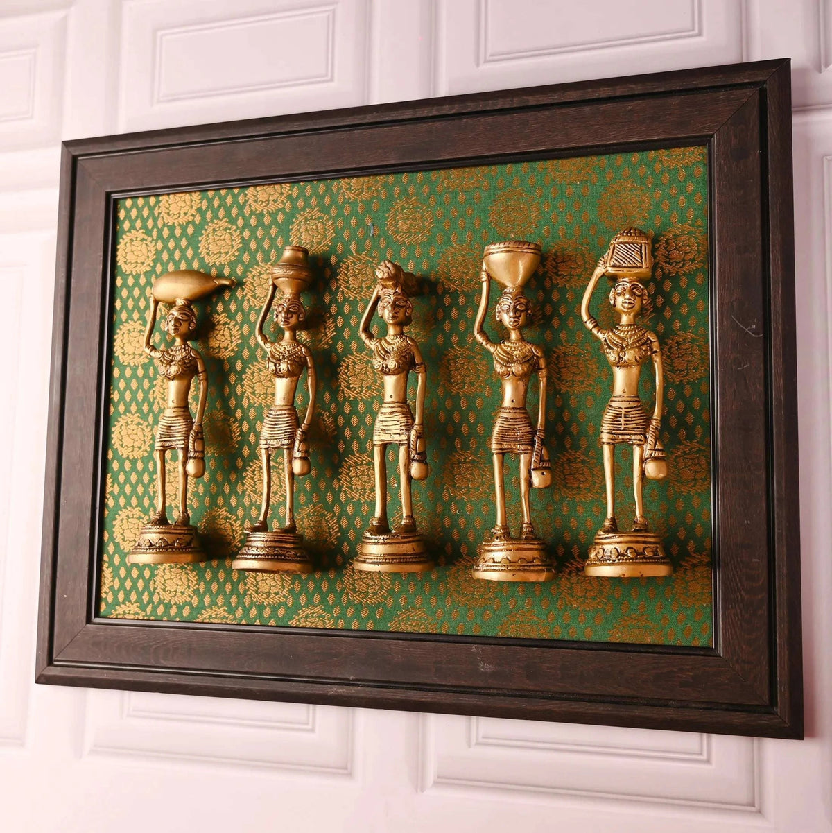 Brass Tribal Lady Statue Decor Set Of Five (7.5 Inch)
