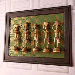 Brass Tribal Lady Statue Decor Set Of Five (7.5 Inch)