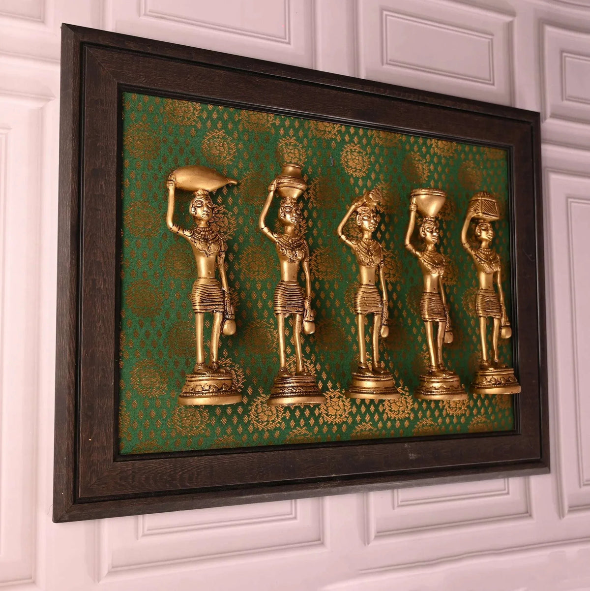 Brass Tribal Lady Statue Decor Set Of Five (7.5 Inch)