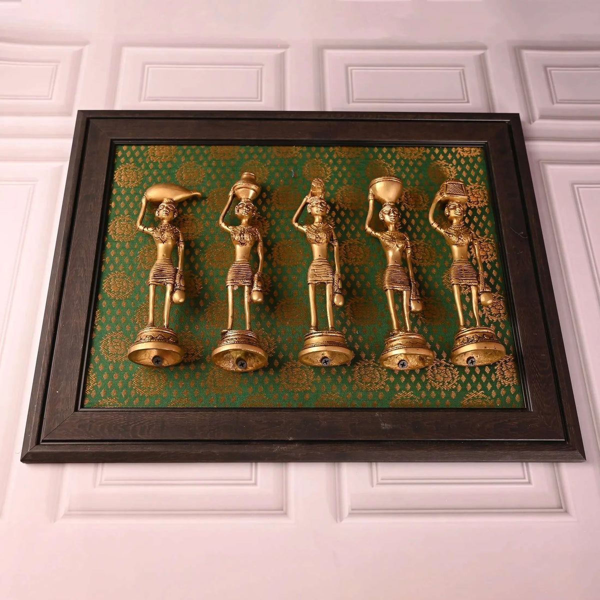 Brass Tribal Lady Statue Decor Set Of Five (7.5 Inch)