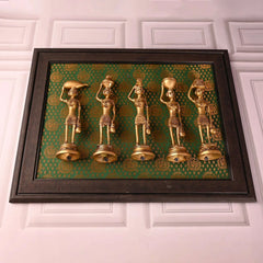 Brass Tribal Lady Statue Decor Set Of Five (7.5 Inch)