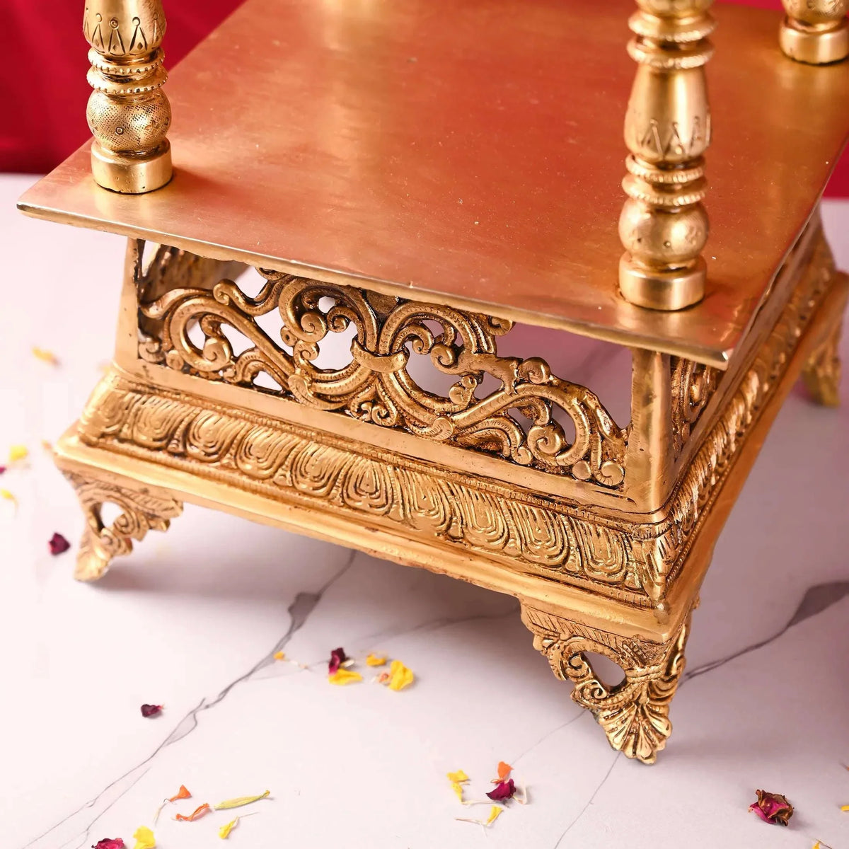 Brass Mandir / Temple With Hanging Bell (28 Inch)