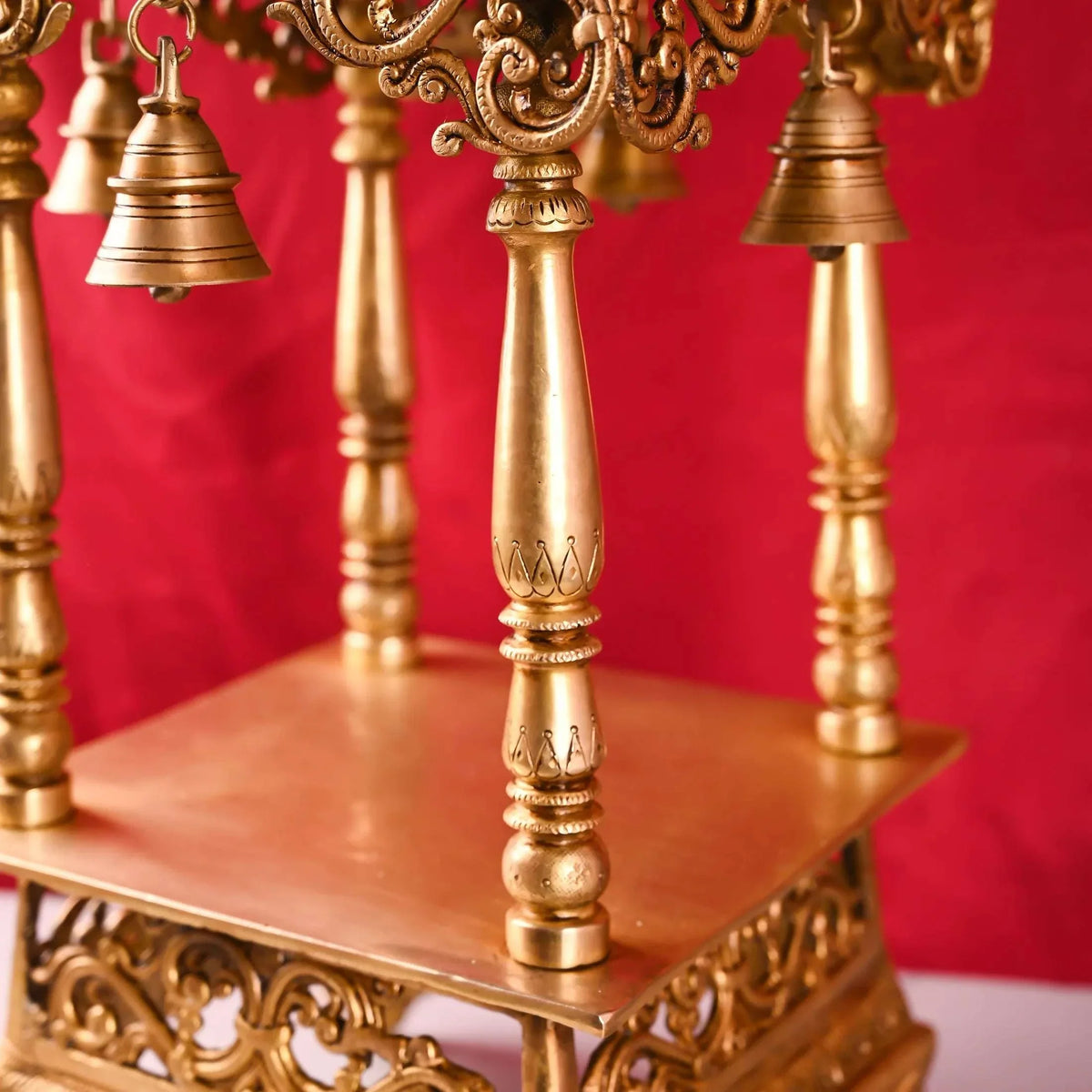 Brass Mandir / Temple With Hanging Bell (28 Inch)