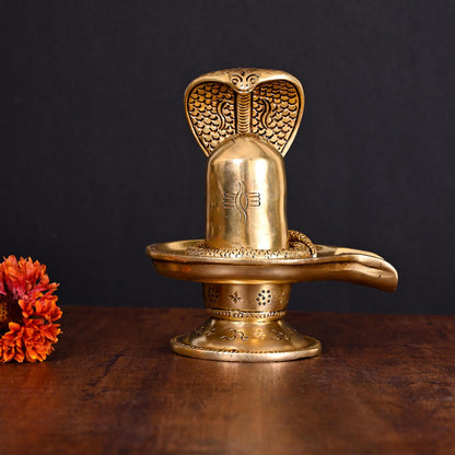 Brass Superfine Shivling/Shivlingam Idol (6 Inch)