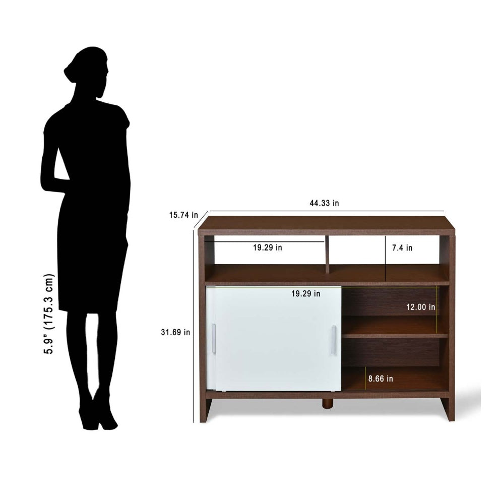 Nilkamal Lyra Kitchen Crockery Cabinet (Urban Walnut / Oak White)