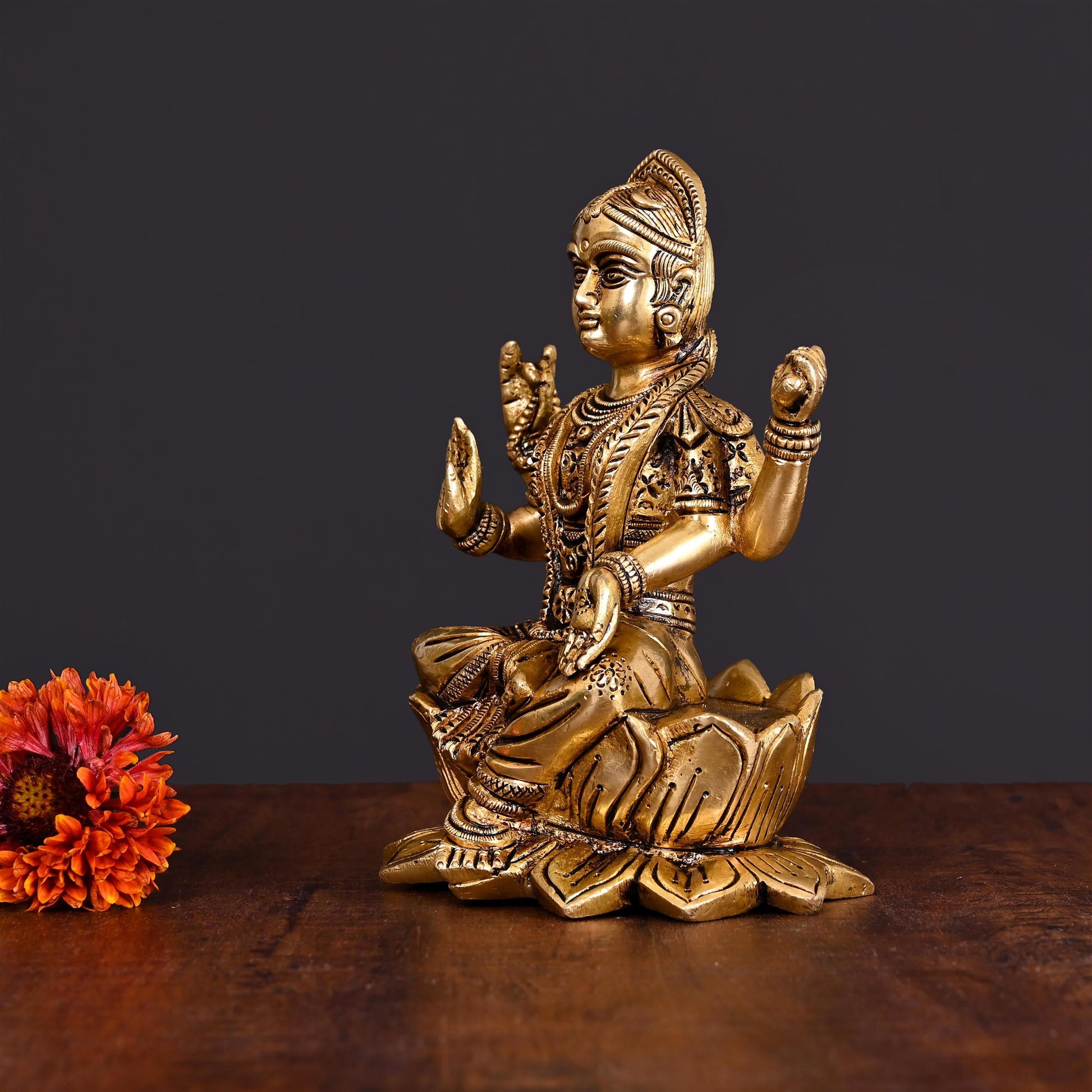Brass Superfine Bala Tripurasundari Idol On Lotus (7 Inch)