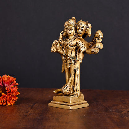 Brass Panchmukhi Hanuman Idol (6 Inch)