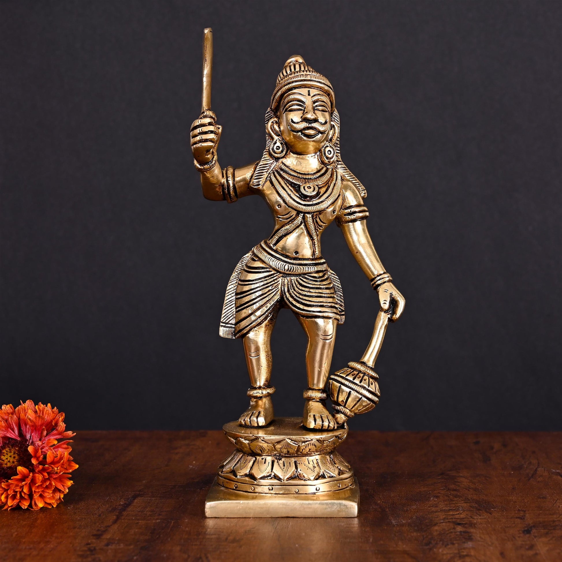 Brass Superfiine Madurai Veeran Idol (9 Inch)