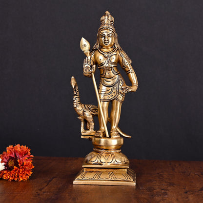 Brass Superfine Lord Murugan/Kartikeya Standing Idol (10 Inch)