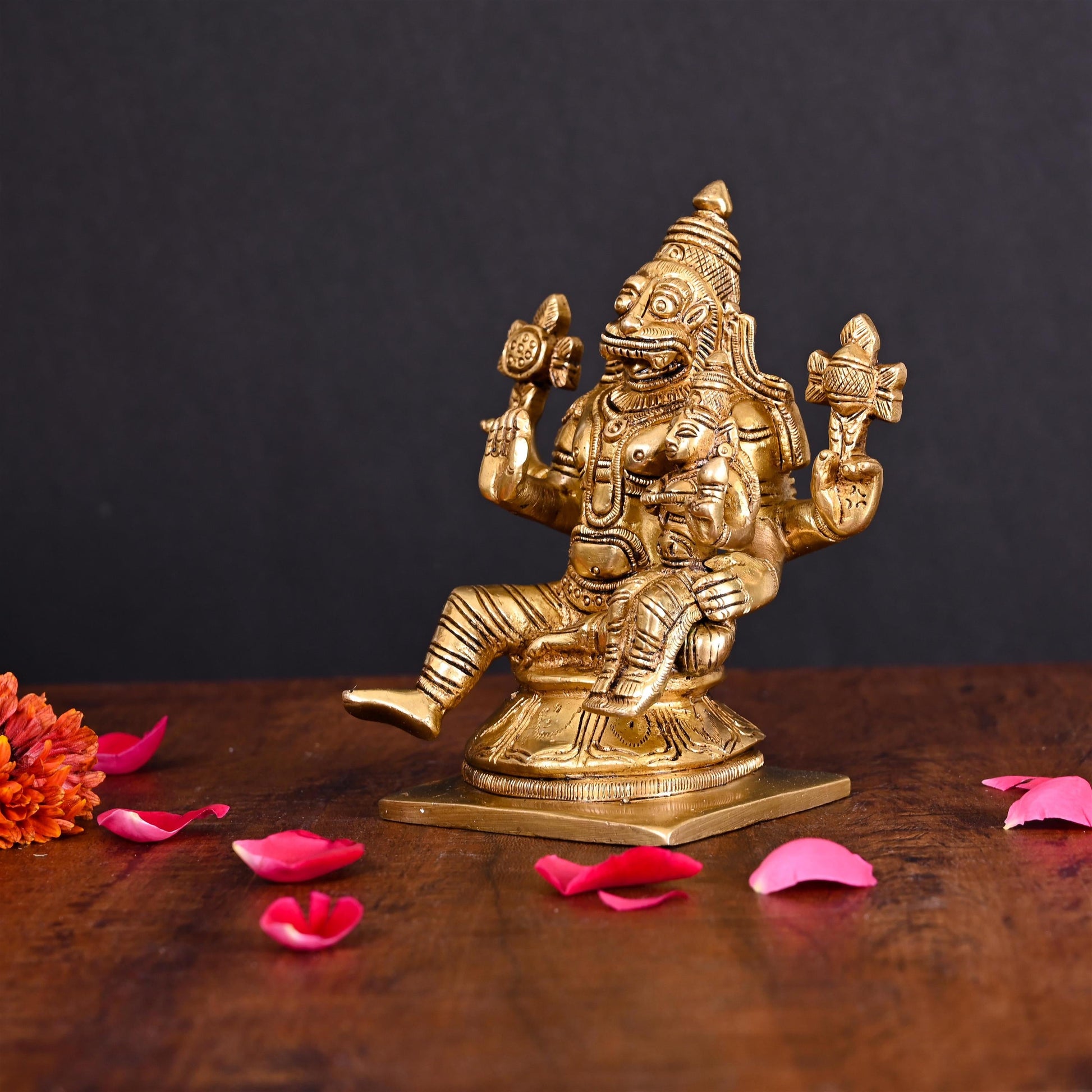 Brass Lakshmi Narasimha Superfine Idol (5.2 Inch)