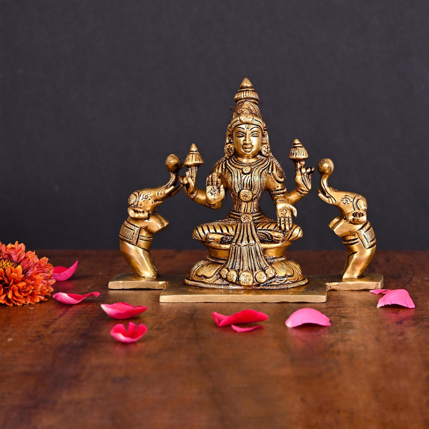 Brass Superfine Goddess Gaja Lakshmi Idol (5.5 Inch)