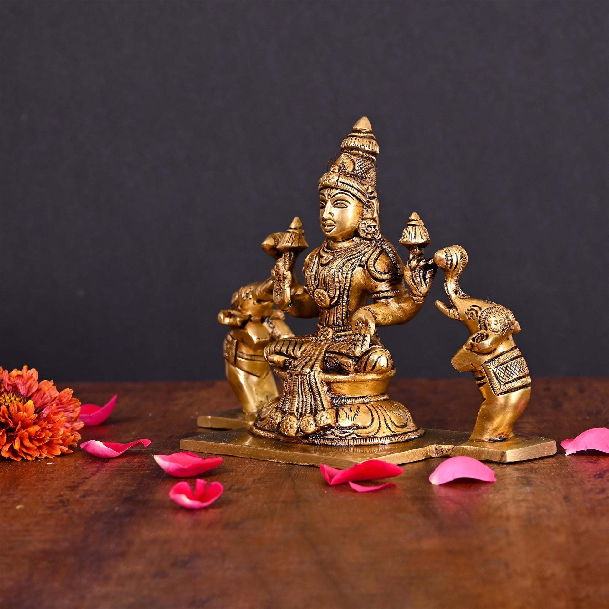 Brass Superfine Goddess Gaja Lakshmi Idol (5.5 Inch)