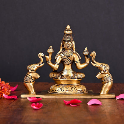 Brass Superfine Goddess Gaja Lakshmi Idol (5.5 Inch)