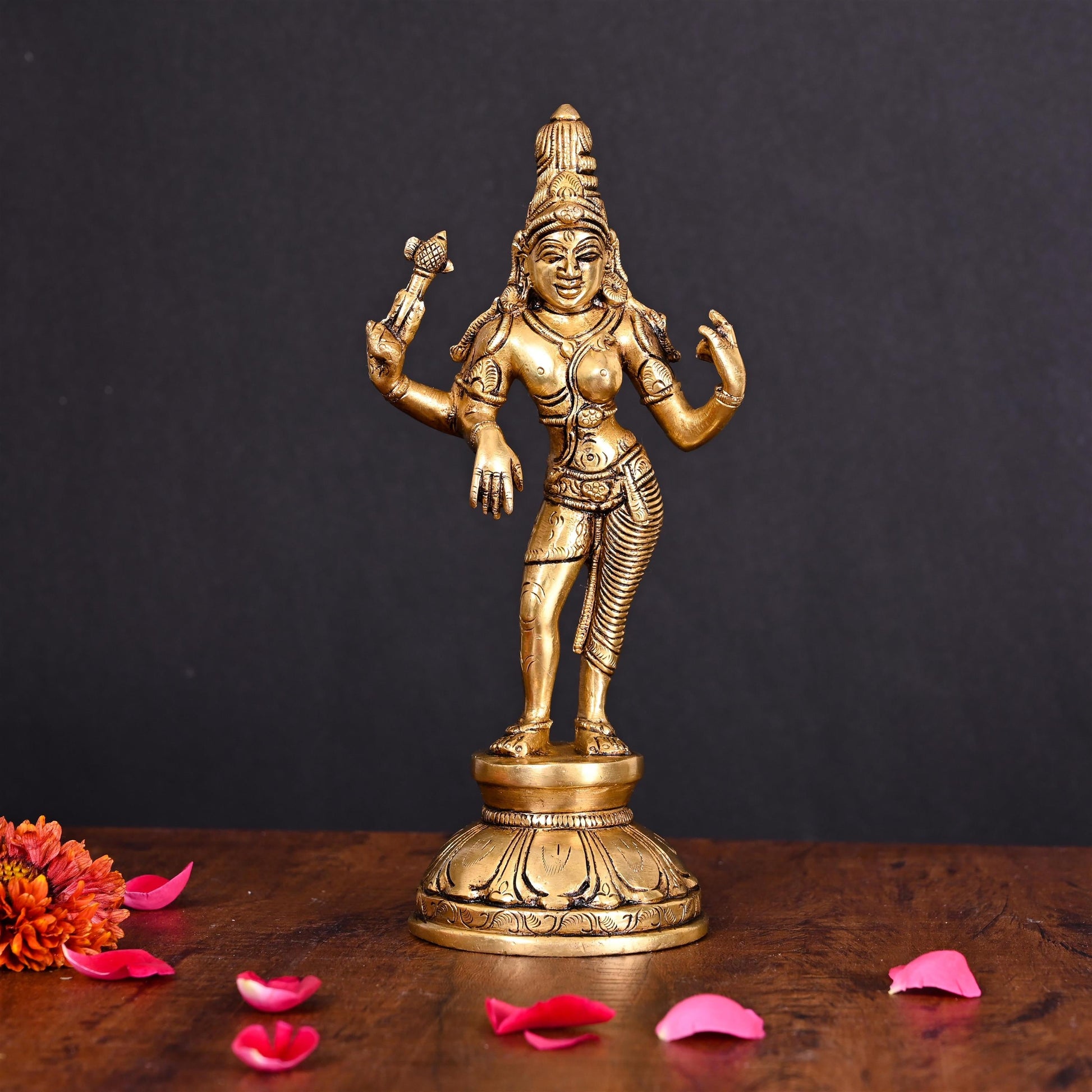 Brass Superfine Ardhanarishwara Idol (8.5 Inch)