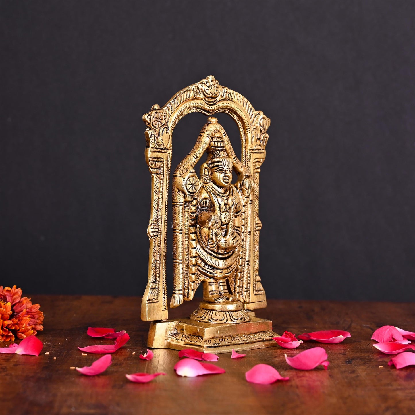 Brass Superfine Frame Tirupati Balaji/Venkateshwar Idol (6.5 Inch)