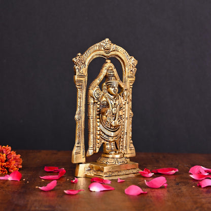 Brass Superfine Frame Tirupati Balaji/Venkateshwar Idol (6.5 Inch)