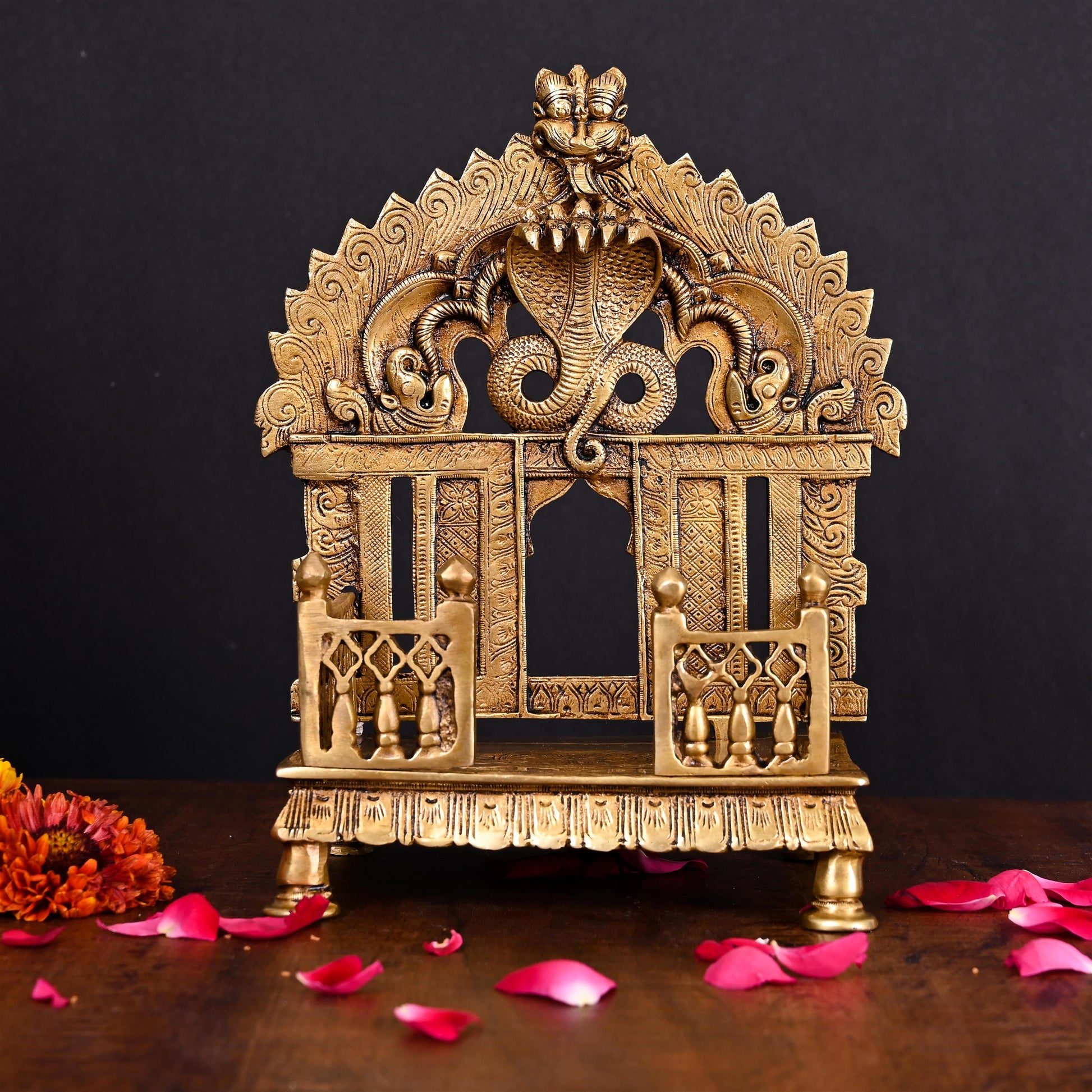 Brass Superfine Sheshnag Singhasan With Prabhavali Craft (9 Inch)