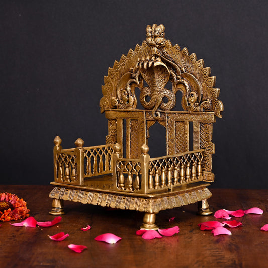 Brass Superfine Sheshnag Singhasan With Prabhavali Craft (9 Inch)