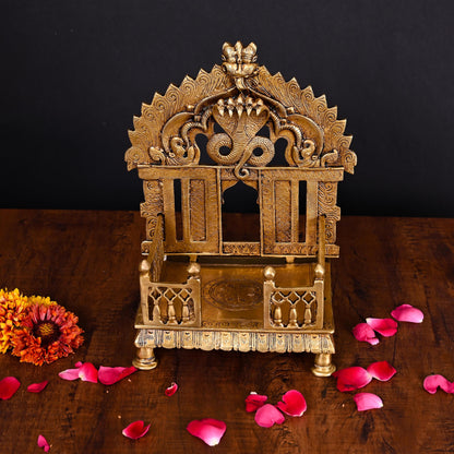 Brass Superfine Sheshnag Singhasan With Prabhavali Craft (9 Inch)