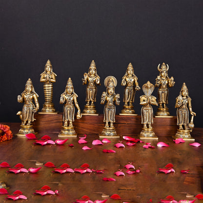 Brass Superfine Navagraha Idols Set (5.3 Inch)