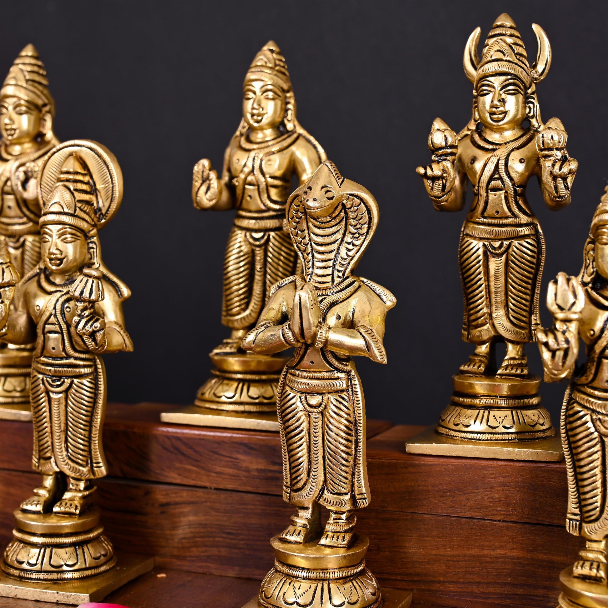 Brass Superfine Navagraha Idols Set (5.3 Inch)