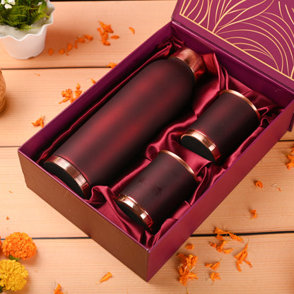 Copper Premium Lemon Cola Bottle with Glass Set – Handmade Gift Box