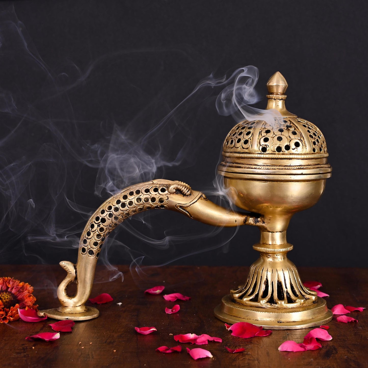 Brass Dhoop Dani & Incense Holder With Handle (8 Inch)