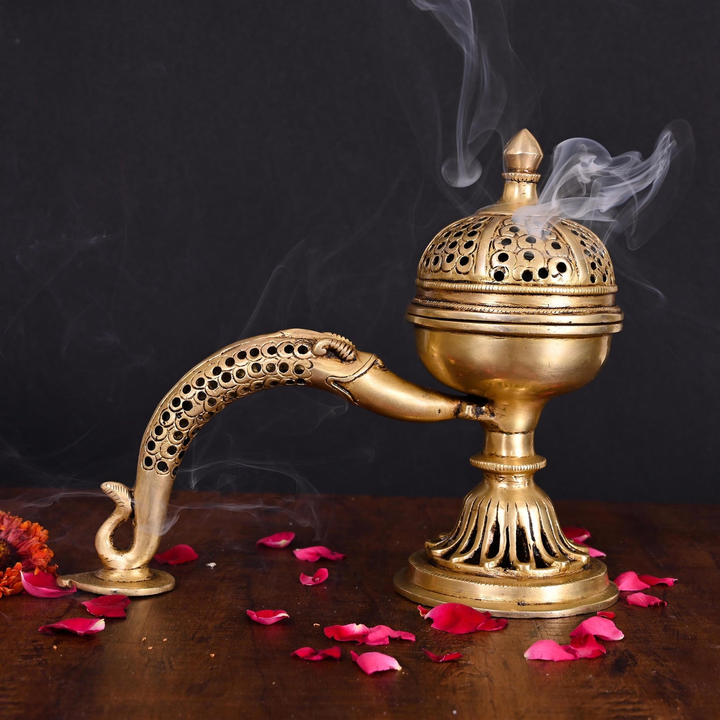 Brass Dhoop Dani & Incense Holder With Handle (8 Inch)