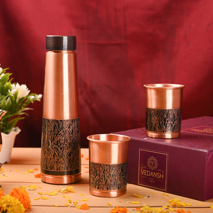 Copper Premium Pen Sparkle Bottle with Glass Set – Handmade Gift Box