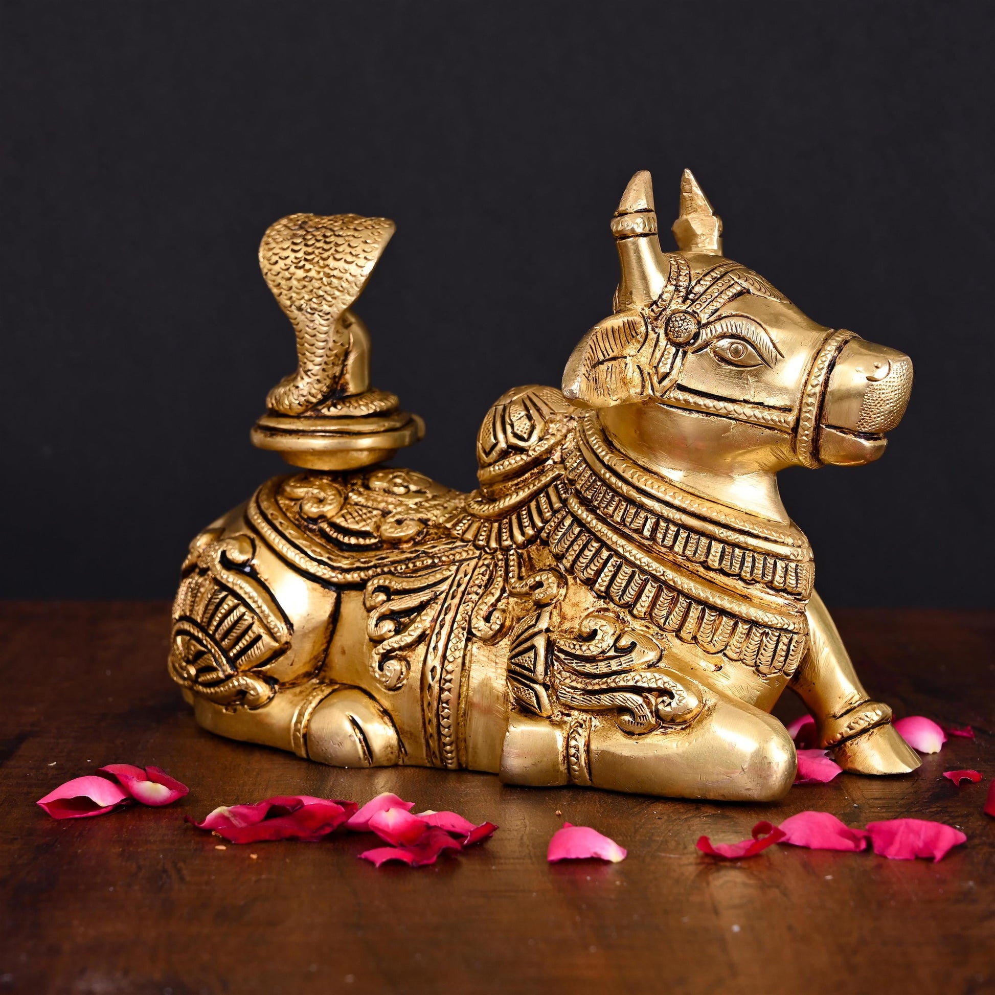Brass Nandi With Shivling Idol (5.5 Inch)
