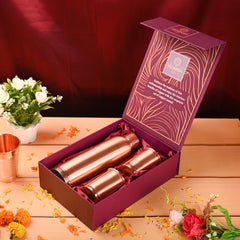 Copper Premium Lemon Matt Bottle with Glass Set – Handmade Gift Box