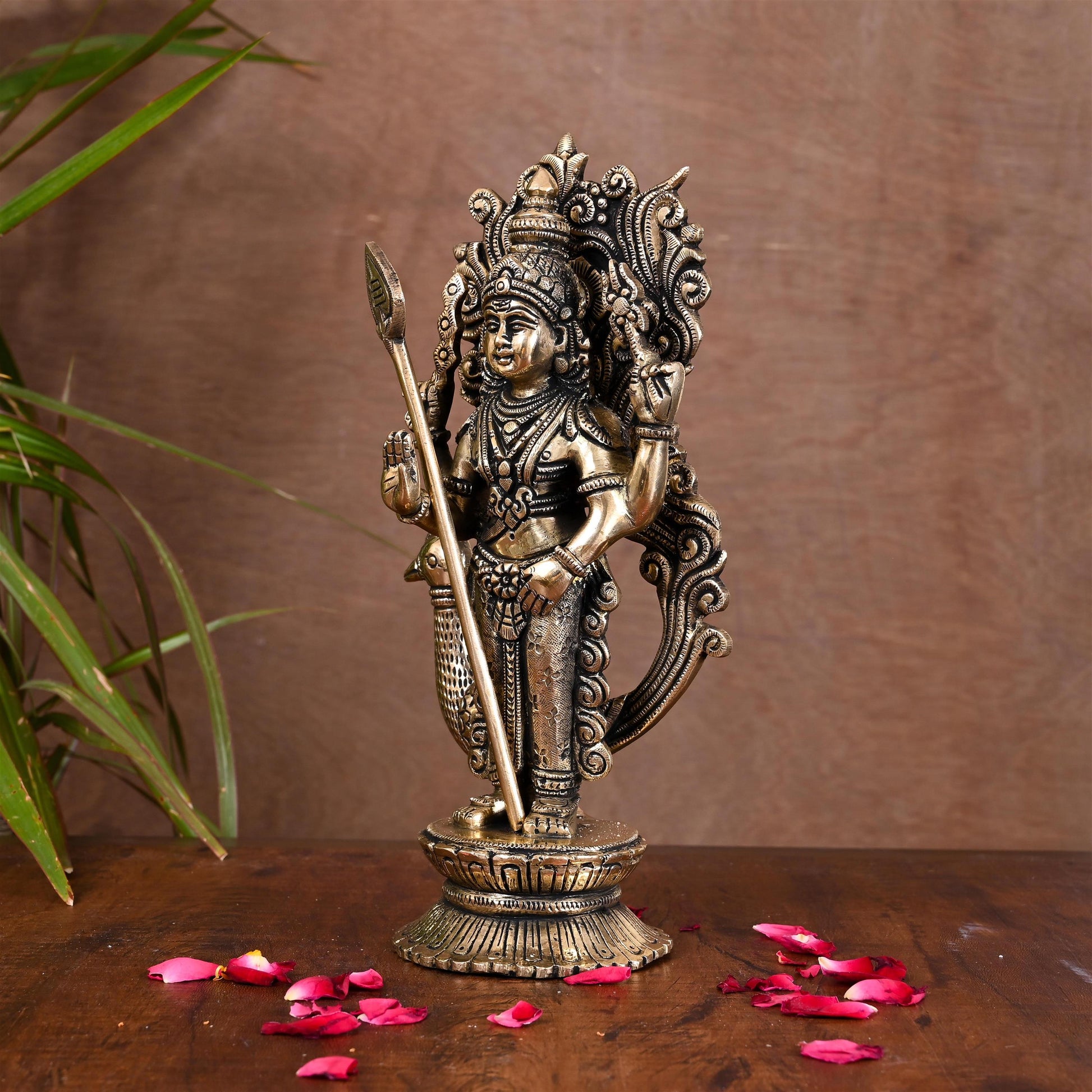 Brass Lord Murugan/Kartikeya Idol (10 Inch)