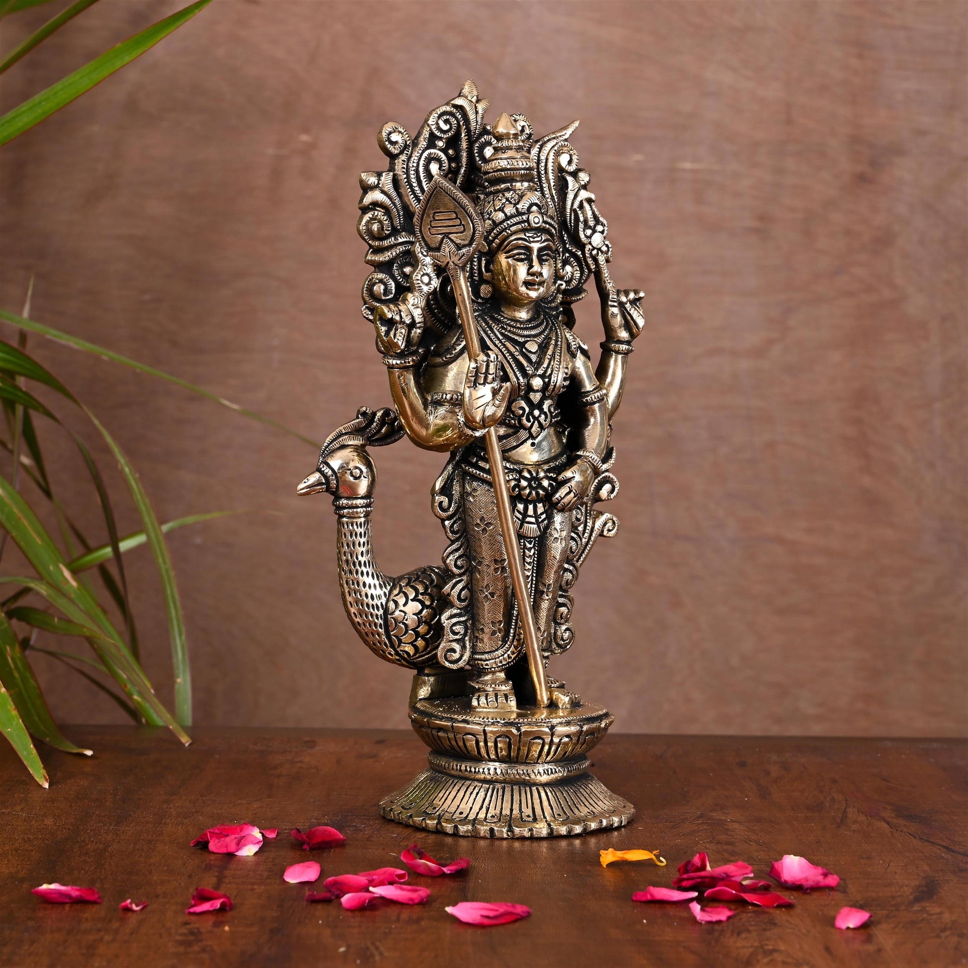 Brass Lord Murugan/Kartikeya Idol (10 Inch)