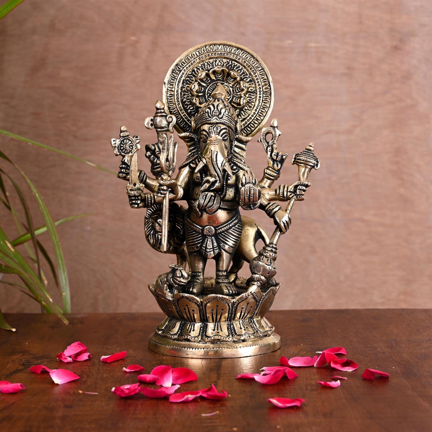 Brass Shubha Drishti Ganesha Idol (9 Inch)