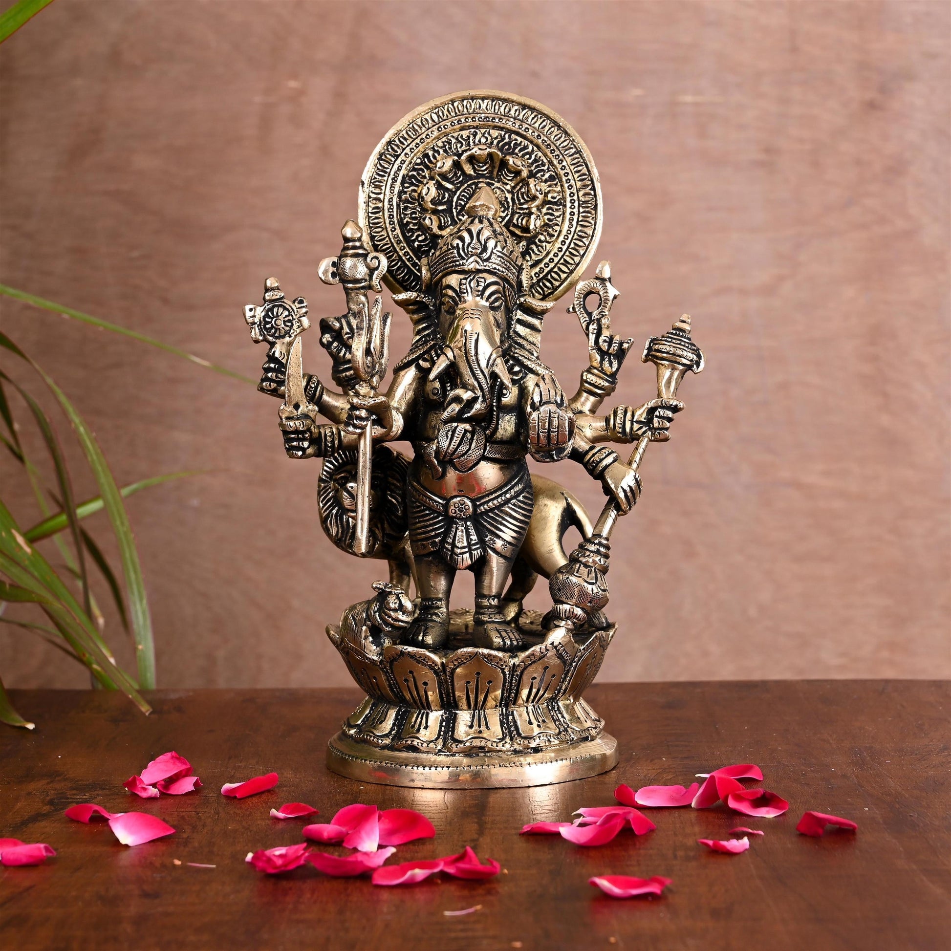 Brass Shubha Drishti Ganesha Idol (9 Inch)