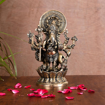 Brass Shubha Drishti Ganesha Idol (9 Inch)