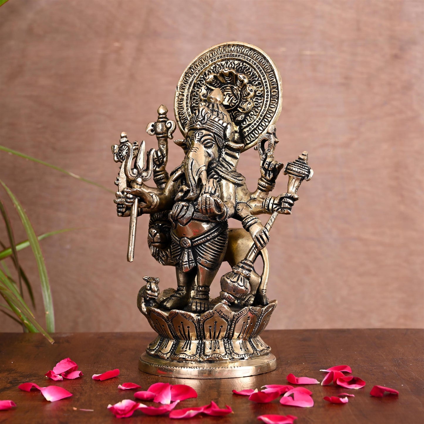Brass Shubha Drishti Ganesha Idol (9 Inch)